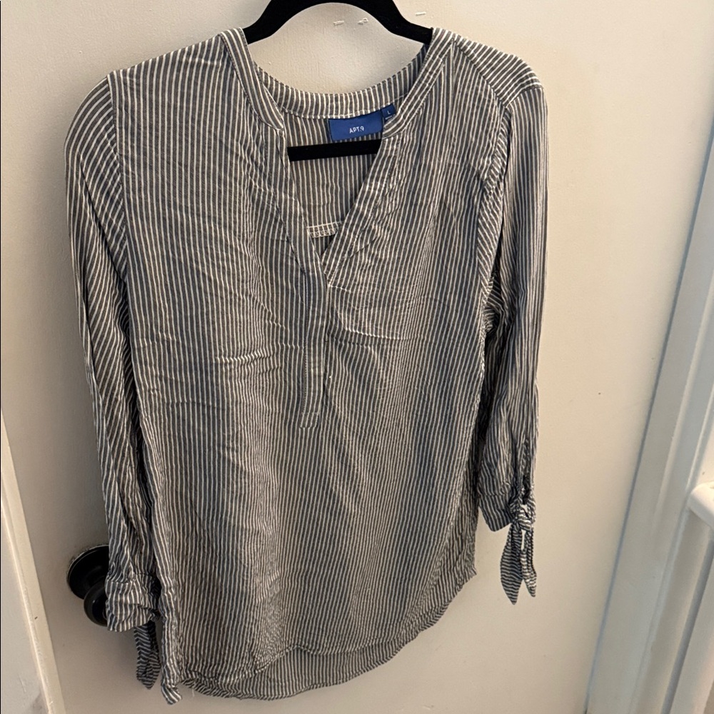 Apt. 9 Navy and White Striped Blouse